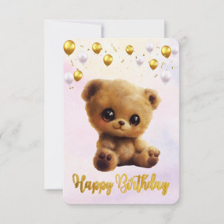 Carte postale "Joyeux anniversaire" avec un ours e
