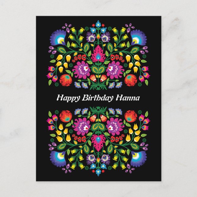 Carte Postale Joyeux anniversaire Awesome polish Folk Wycinanki (Devant)