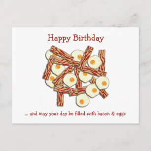 Carte Postale Joyeux anniversaire Bacon et œufs
