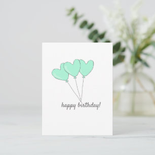 Carte Postale Joyeux Anniversaire - Ballons en forme de coeur Tu