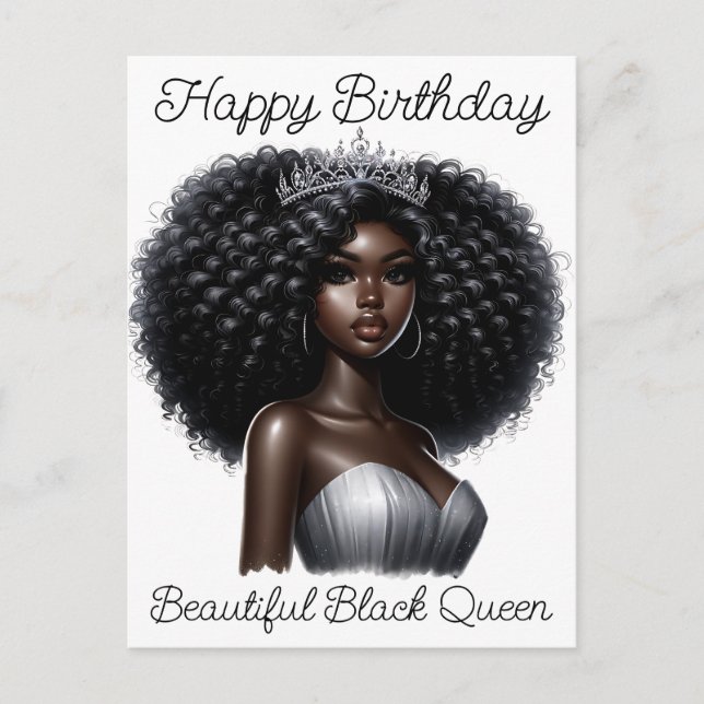 Carte Postale Joyeux anniversaire belle reine noire melanin sist (Devant)