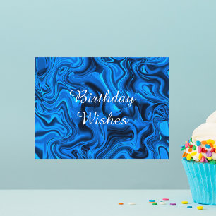 Carte Postale Joyeux anniversaire bleu moderne aquarelle Art