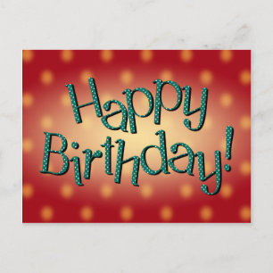 Carte Postale Joyeux Anniversaire Bleu Polka Point Texte Rouge B