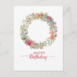 Carte Postale Joyeux Anniversaire Blumenkranz Aquarelle