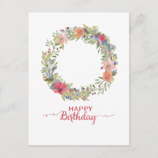 Carte Postale Joyeux Anniversaire Blumenkranz Aquarelle
