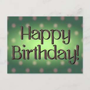 Carte Postale Joyeux Anniversaire Brown Polka Dot Texte Vert Bkg