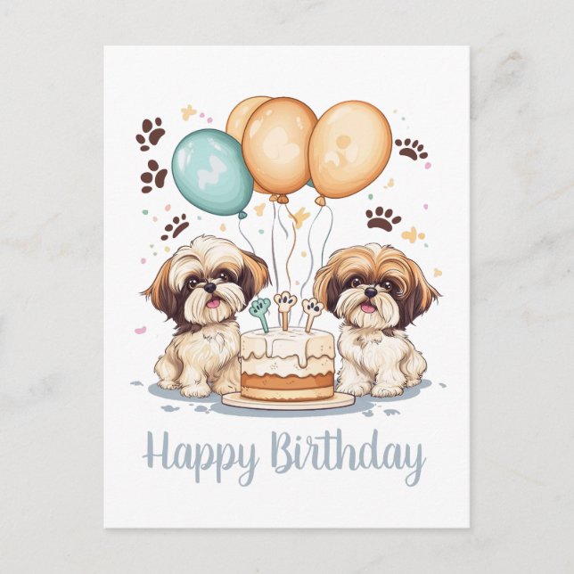 Carte Postale Joyeux Anniversaire Cake d'Anniversaire pour Chien (Devant)