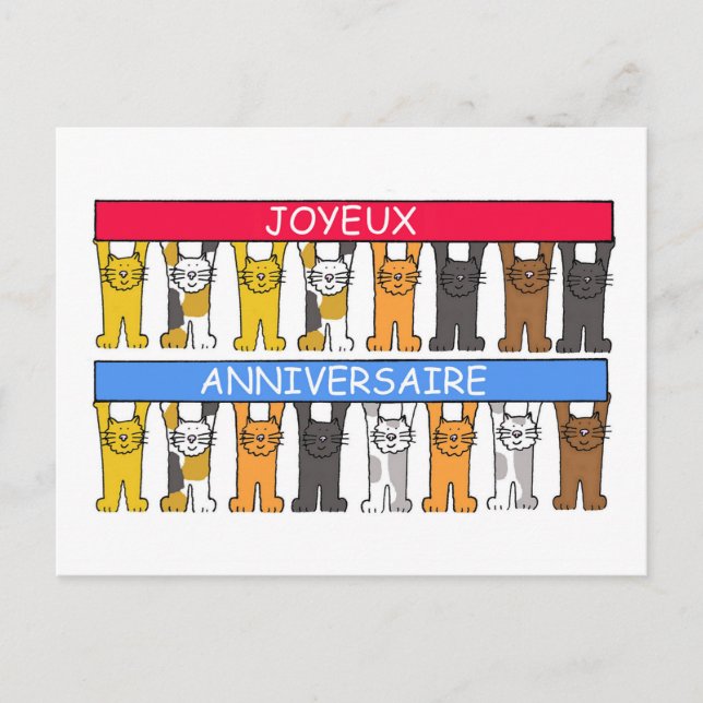Carte Postale Joyeux Anniversaire Cartoon Chats Joyeux Anniversa (Devant)