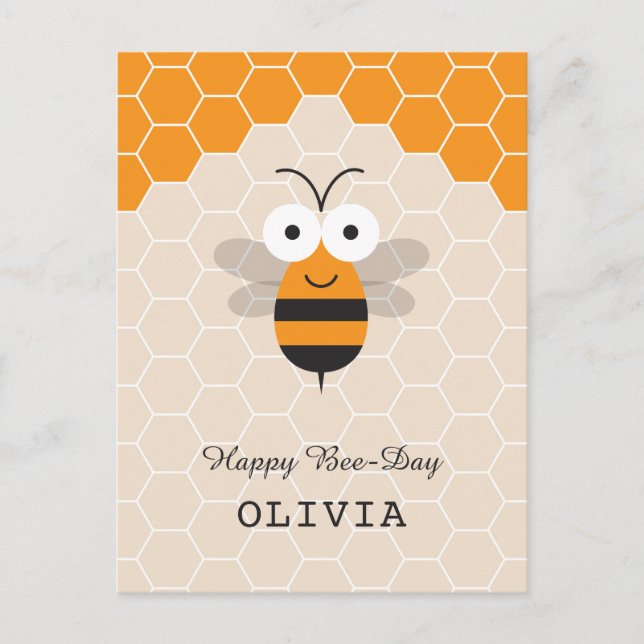 Carte Postale Joyeux Anniversaire Cartoon mignonne Miel Bee Hone (Devant)