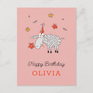 Carte Postale Joyeux Anniversaire Casquette mignonne Cartoon She