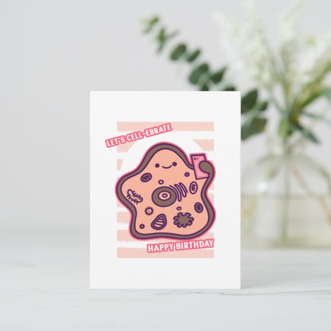 Carte Postale Joyeux anniversaire, célébrons le jeu de mots sur  (Debout devant)