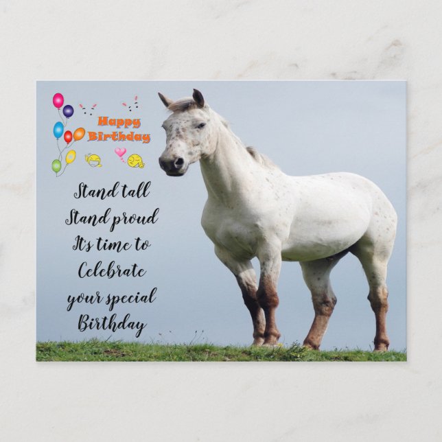 Carte Postale Joyeux anniversaire cheval (Devant)