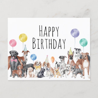 Carte Postale Joyeux Anniversaire Chien Coloré Mignon