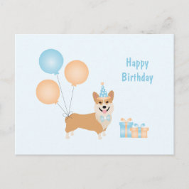 Carte Postale Joyeux Anniversaire Chien Corgi
