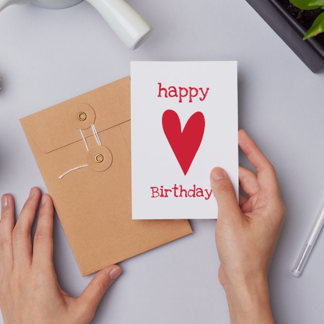 Carte Postale Joyeux Anniversaire ! Cœur Rouge (Créateur téléchargé)
