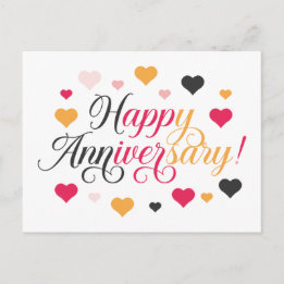 Carte Postale Joyeux Anniversaire Cœurs Vifs Couleurs Brillantes