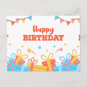 Carte Postale Joyeux Anniversaire Coloré Amusant