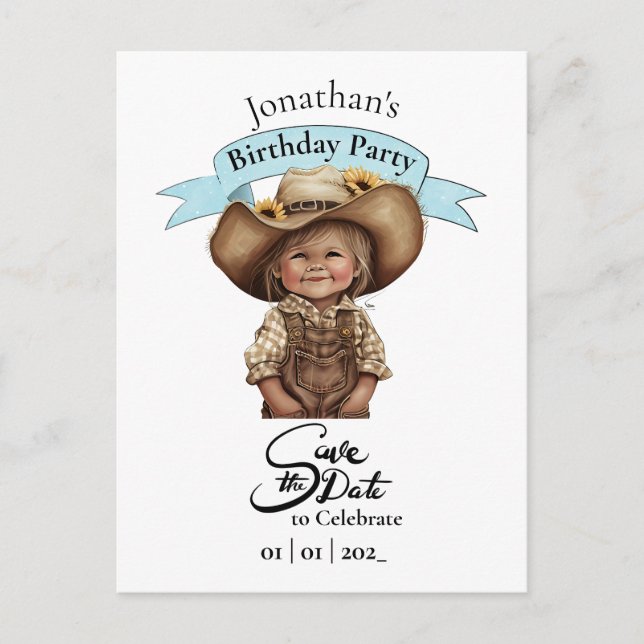 Carte postale Joyeux Anniversaire Cow-boy (Devant)