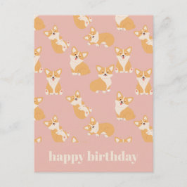 Carte Postale Joyeux anniversaire Cute Corgi Motif pour Amoureux