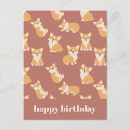 Carte Postale Joyeux anniversaire Cute Corgi Motif pour Amoureux