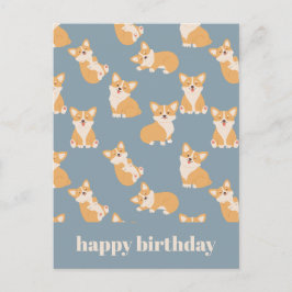 Carte Postale Joyeux anniversaire Cute Corgi Motif pour Amoureux