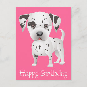 Carte Postale Joyeux Anniversaire Dalmatien Chien Chien Rose Car