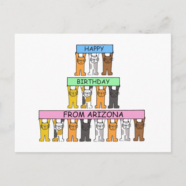Carte Postale Joyeux anniversaire de Arizona Cartoon Cats (Devant)