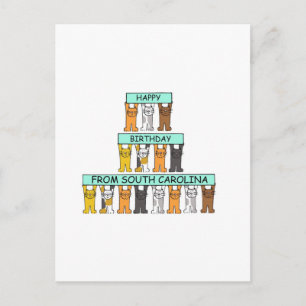 Carte Postale Joyeux anniversaire de la Caroline du Sud Cartoon 