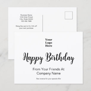 Carte Postale Joyeux Anniversaire De l'Offre Spéciale Logo d'Ent