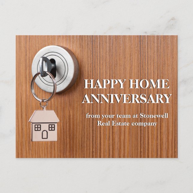 Carte Postale Joyeux anniversaire de maison clé de l'immobilier  (Devant)