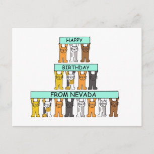 Carte Postale Joyeux anniversaire de Nevada Cartoon Cats