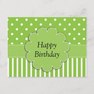 Carte Postale Joyeux Anniversaire - Dessin chartreuse et blanc