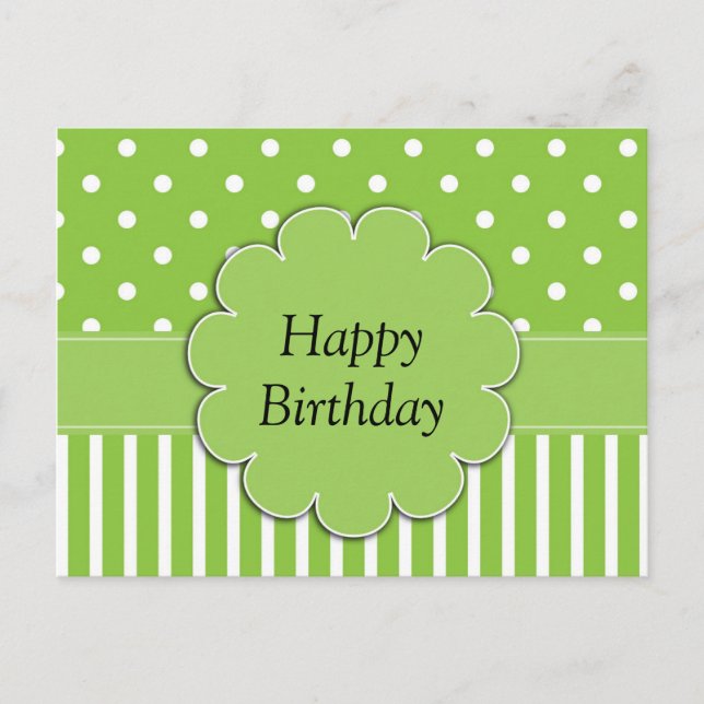 Carte Postale Joyeux Anniversaire - Dessin chartreuse et blanc (Devant)
