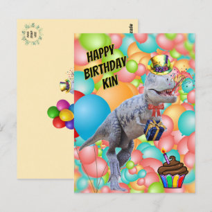 Carte Postale Joyeux Anniversaire Dinosaure ! (Texte personnalis