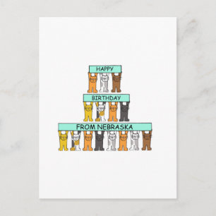Carte Postale Joyeux anniversaire du Nebraska Cartoon Cats
