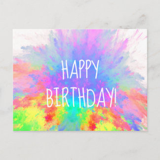 Carte Postale Joyeux Anniversaire Éclatement de Couleurs Arc-en-