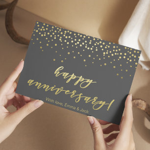 Carte Postale Joyeux Anniversaire - Écriture dorée et Confettis