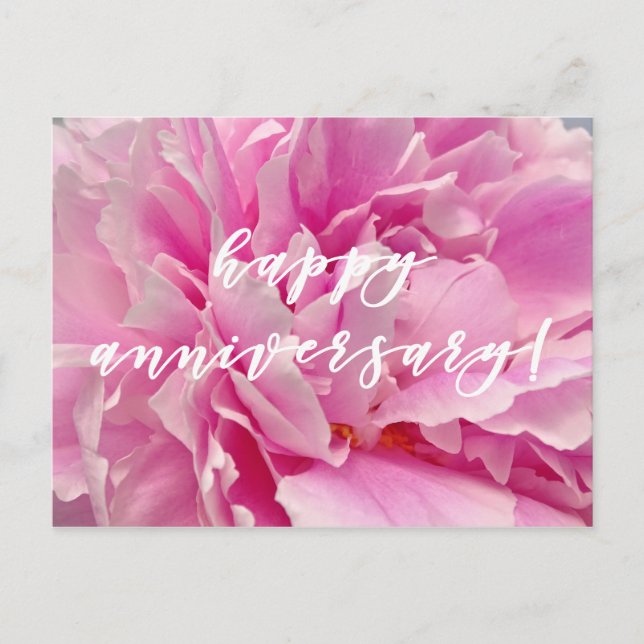 Carte Postale Joyeux Anniversaire ! Élégantes Pivoines Roses (Devant)