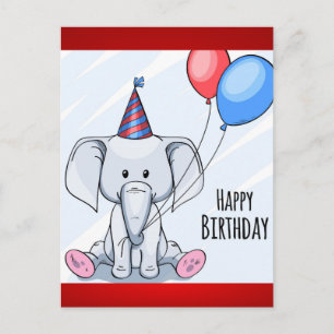Carte Postale Joyeux Anniversaire Éléphant