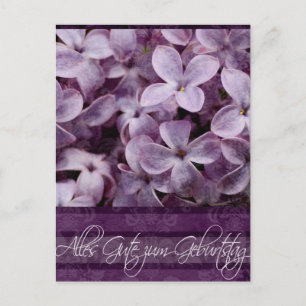Carte Postale Joyeux anniversaire en allemand Lilac Blossoms