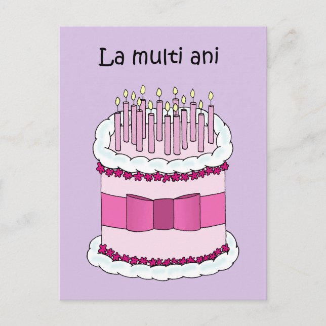 Carte Postale Joyeux anniversaire en roumain Cartoon Cake (Devant)