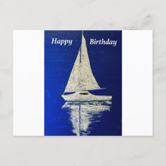 Carte Postale Joyeux Anniversaire en voilier 