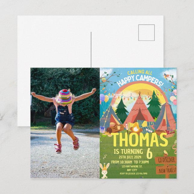 Carte Postale Joyeux Anniversaire enfants modernes mignons (Devant / Derrière)