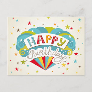 Carte Postale Joyeux Anniversaire Étoiles Modernes