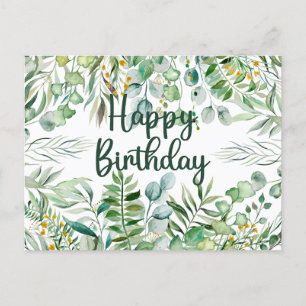 Carte Postale Joyeux anniversaire Eucalyptus Feuilles et Plantes