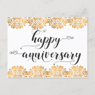 Carte Postale Joyeux Anniversaire félicitations Vœux Or Amour