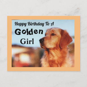 Carte Postale Joyeux Anniversaire Fille Dorée Golden Retriever