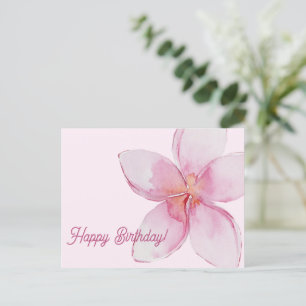 Carte Postale Joyeux Anniversaire   Fleur Aquarelle Hawaïenne