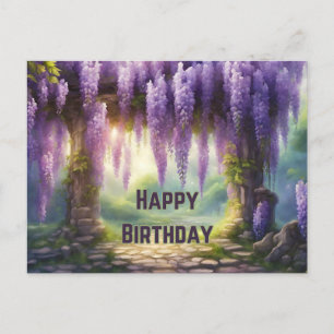 Carte Postale Joyeux anniversaire Fleurs à la Wisteria