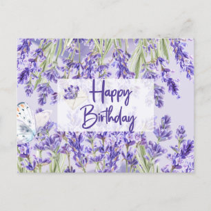 Carte Postale Joyeux Anniversaire Fleurs de Lavande Violette